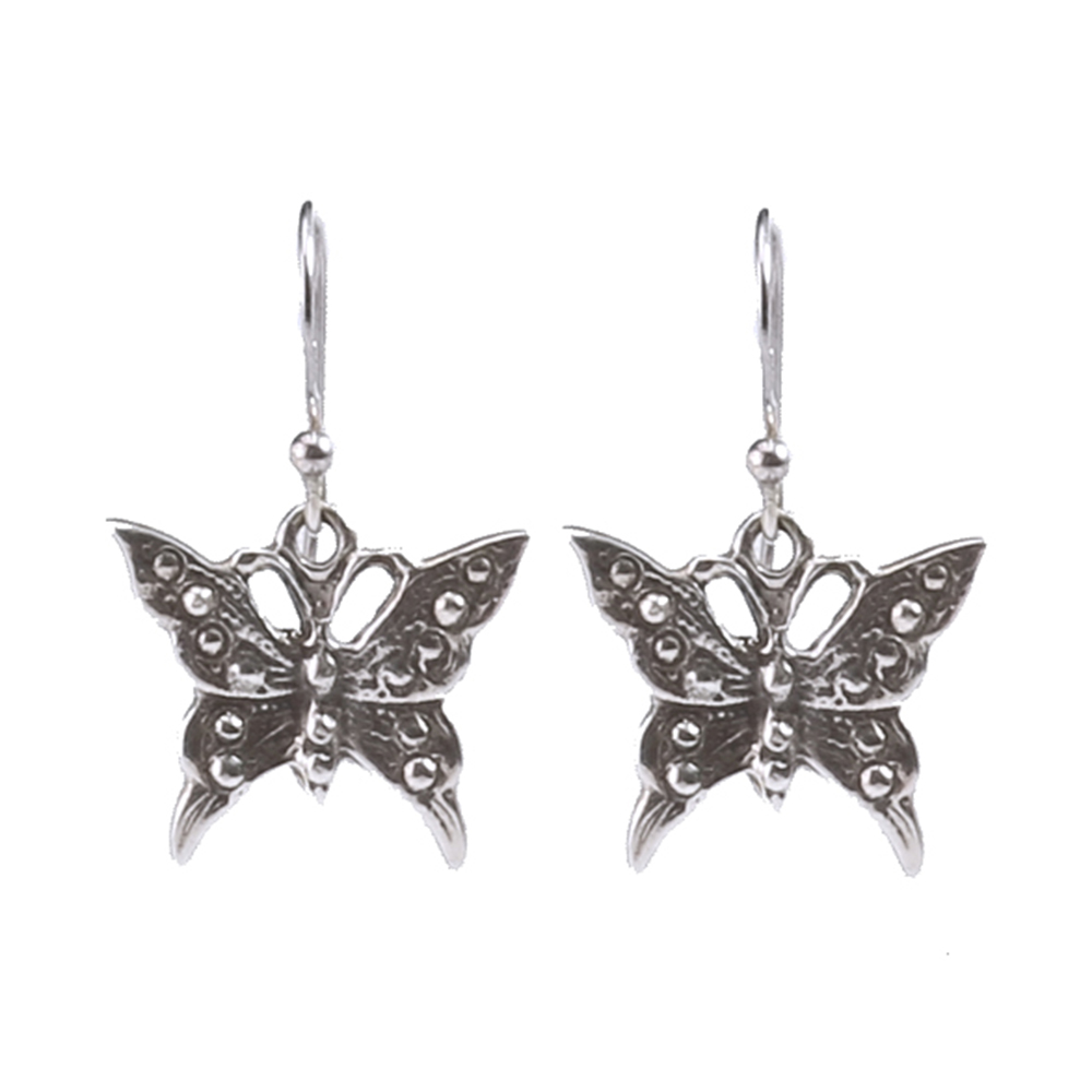 Silver antique butterfly earring